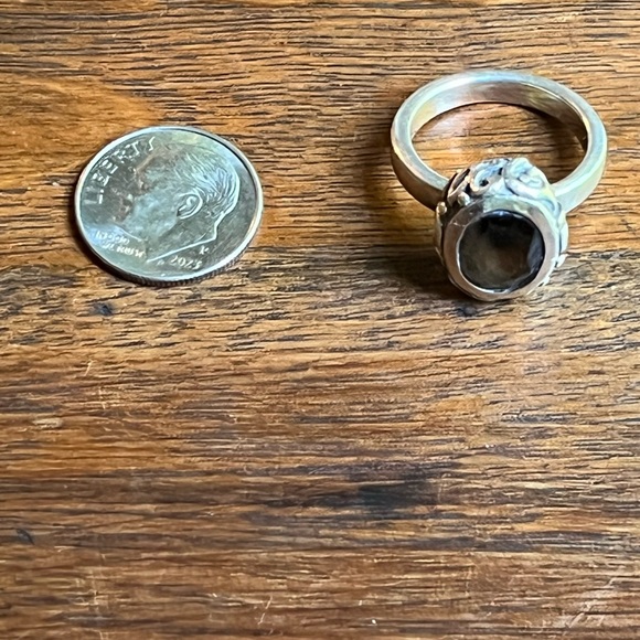 Vintage sterling silver smoky quartz w/ scroll designed ring handcrafted! 💕 - Picture 2 of 7